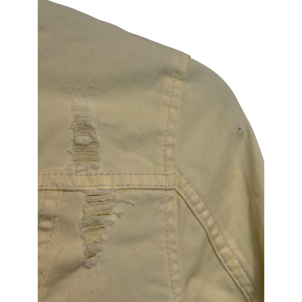 Bcbg Generation Cropped Small Denim Jacket In Soft Lemon Yellow Distressed - Picture 7 of 8